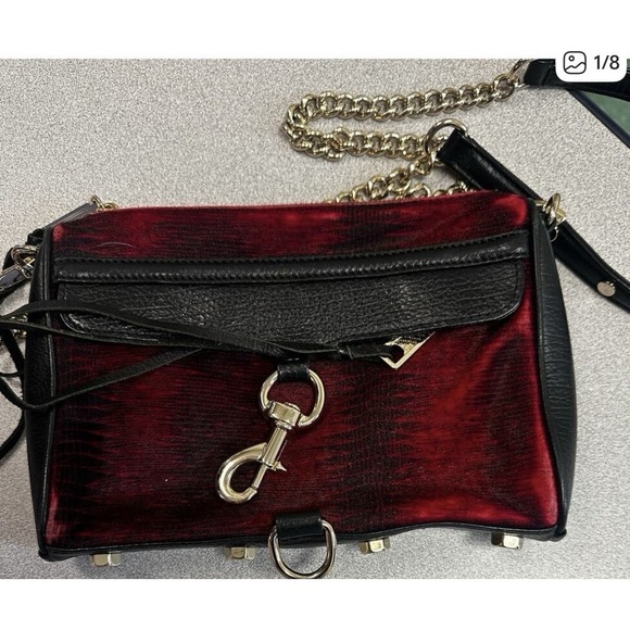 Mini MAC Oxblood Pony Hair Clutch Chain Strap Rebecca Minkoff Y2K - Picture 2 of 7